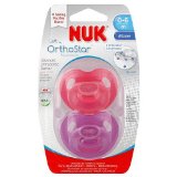 NUK Soft OrthoStar Advanced Orthodontic Silicone Pacifier Size1 - 2 pack (Girls)